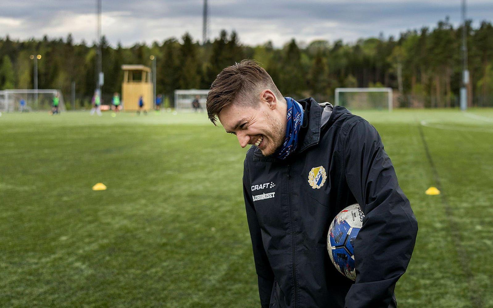 Victor Sköld under en träning på Landvetter IP.